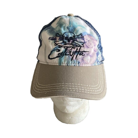 Calcutta Mesh Snapback Hat OS Skull Crossbones Fishing Golf Baseball Cap - Picture 9 of 9